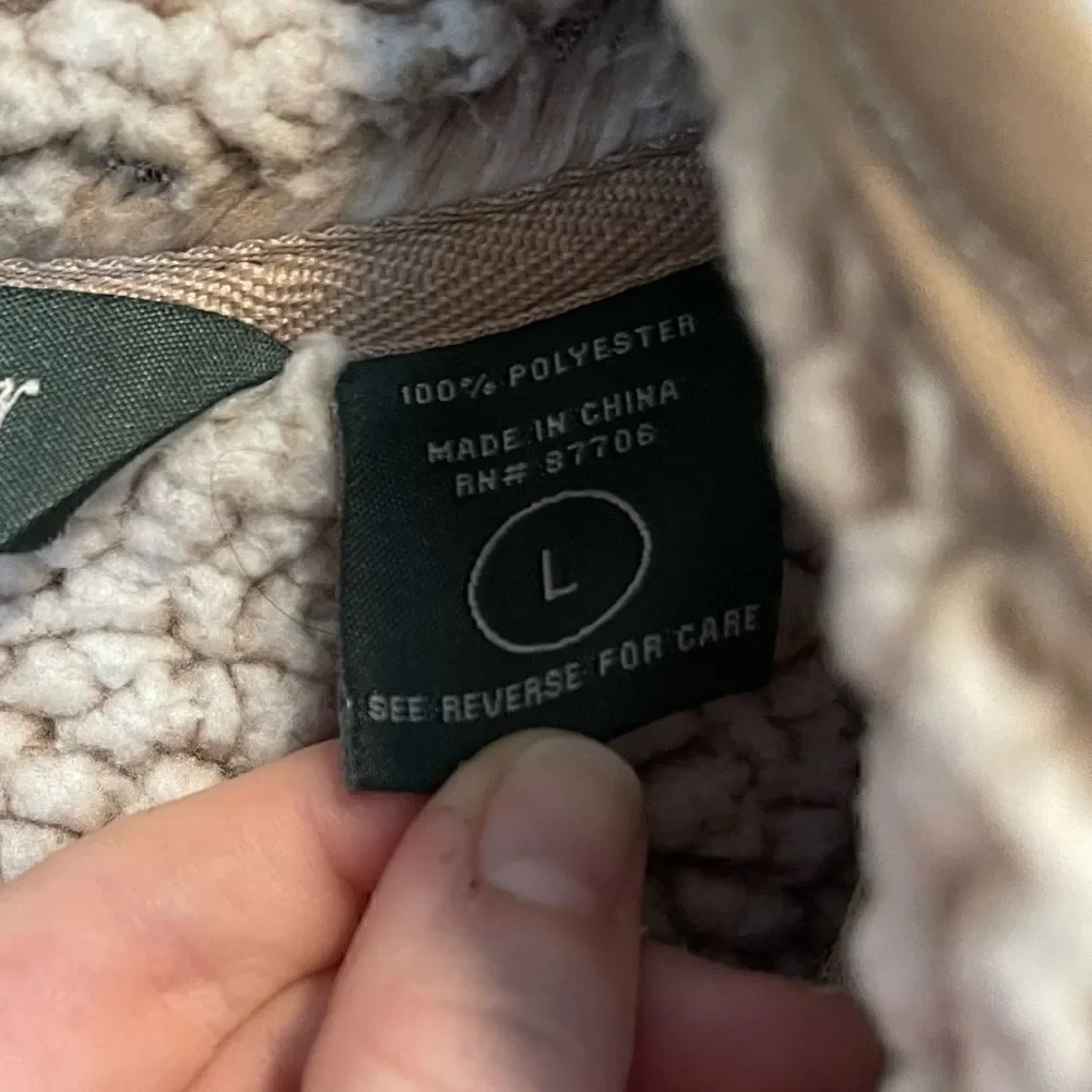 Stillwater Supply Co- Brown and Cream Sherpa ¼ Quarter Zip Pullover, Size Large